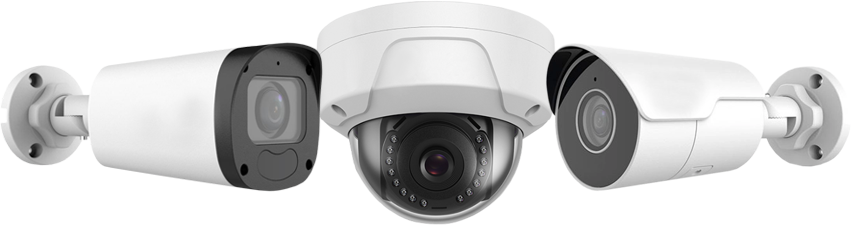 Security Cameras, including a dome camera and bullet cameras