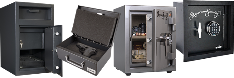 Security Safes, including: depository safe, pistol safe, residential safe and wall safe